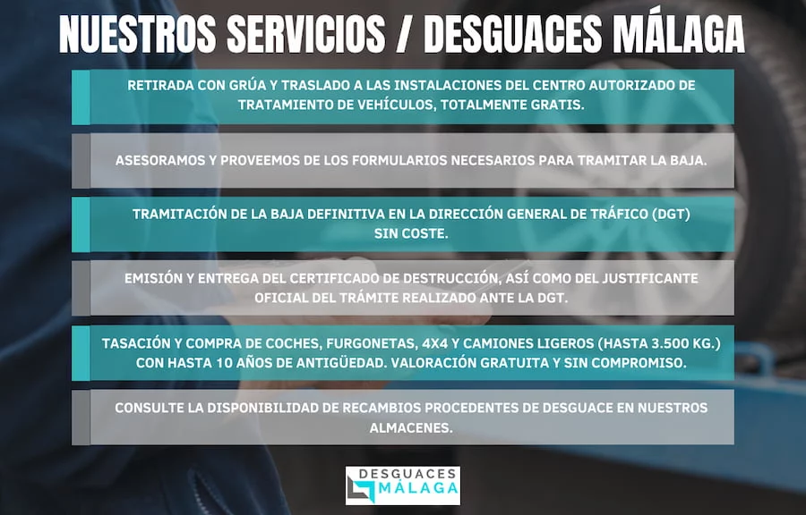 Servicios de desguace en Málaga